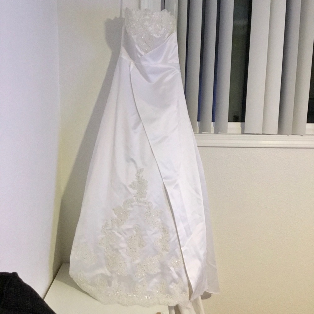 David's Bridal White Formal Dress